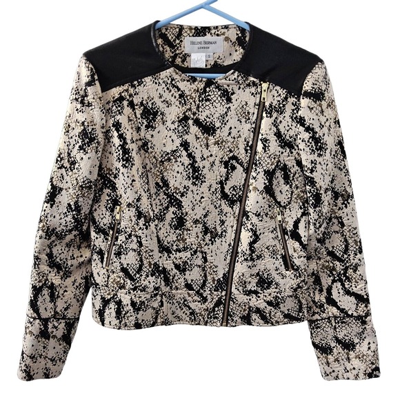 Blazer Jackets & Blazers - Helen Berman London Jacket S 4 6 Blazer Modo Snakeskin Print Black Gold 80s Rock